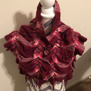 Plaid Pattern With Two Rows of Elastic Scarf